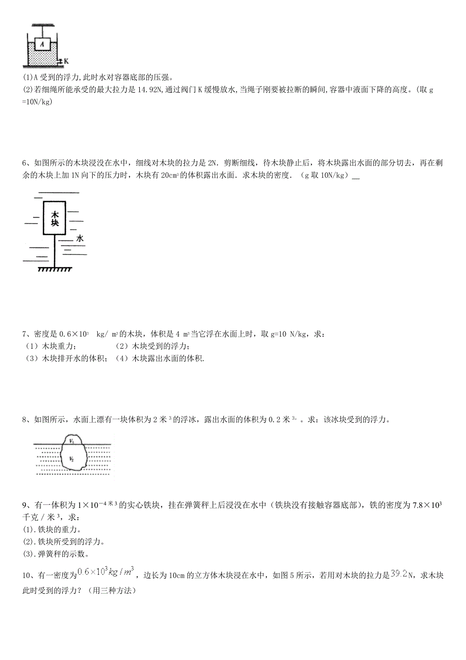 八年级物理浮力压强计算题含答案_第2页