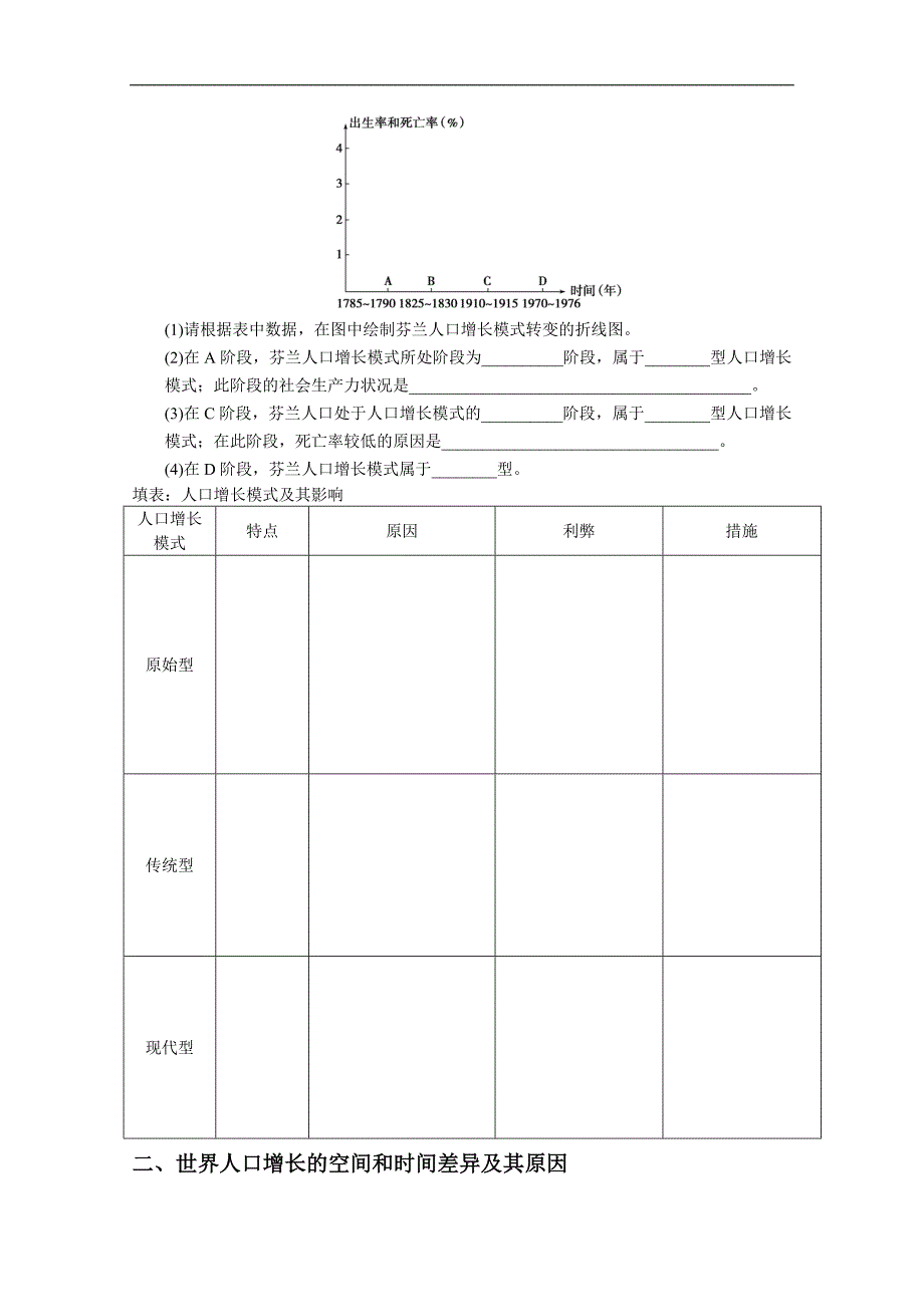 江苏省如皋中学2015届高三地理一轮复习教学案 17人口增长模式 _第2页