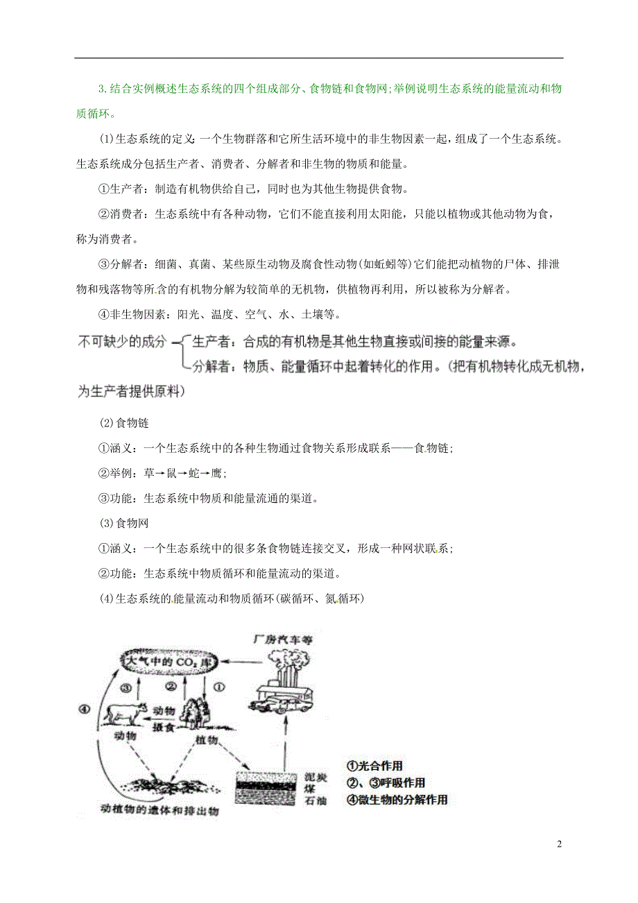 中考科学重点知识点 生态系统和生物圈 （新版）浙教版_第2页