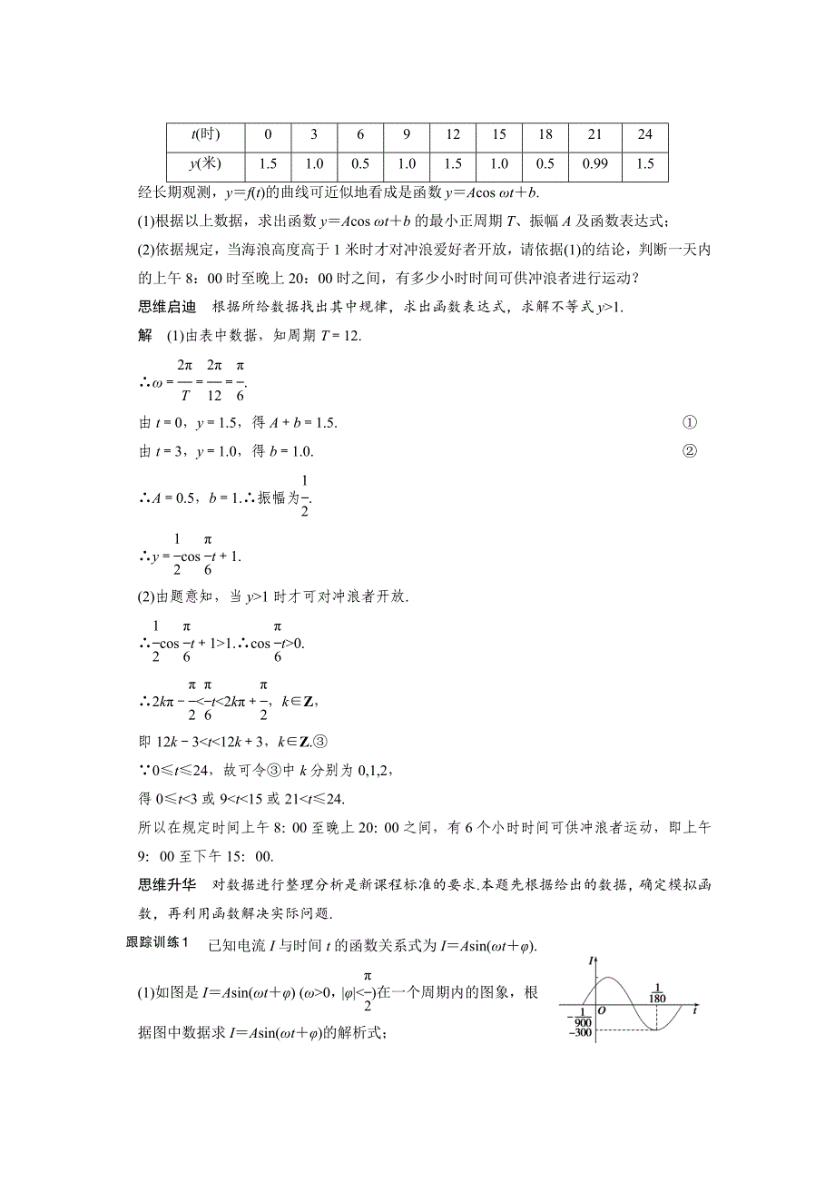 【步步高】2015高考数学（苏教版，理）一轮配套文档：第4章4.6三角函数模型及应用_第4页