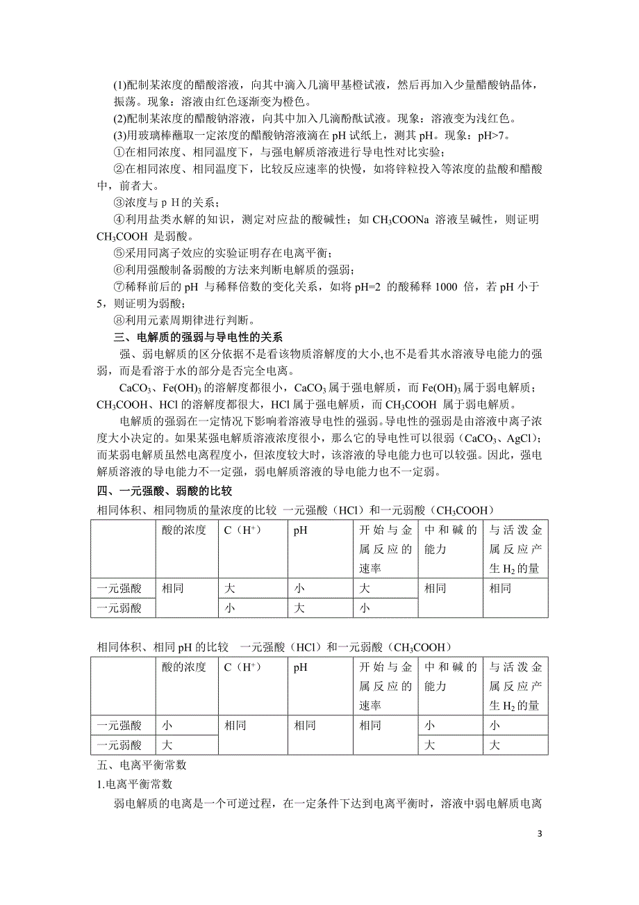 弱电解质的电离平衡考点归纳_第3页