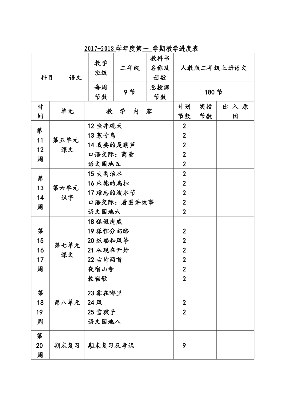 新人教版小学2二年级语文上册全册教案2017新版_第3页