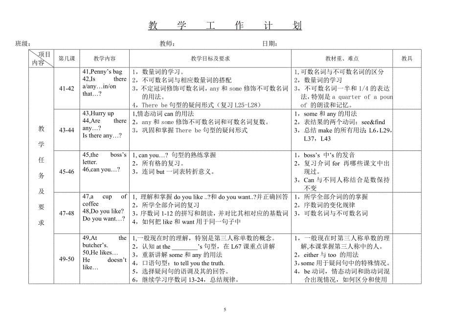 新概念英语第一册教学计划_第5页