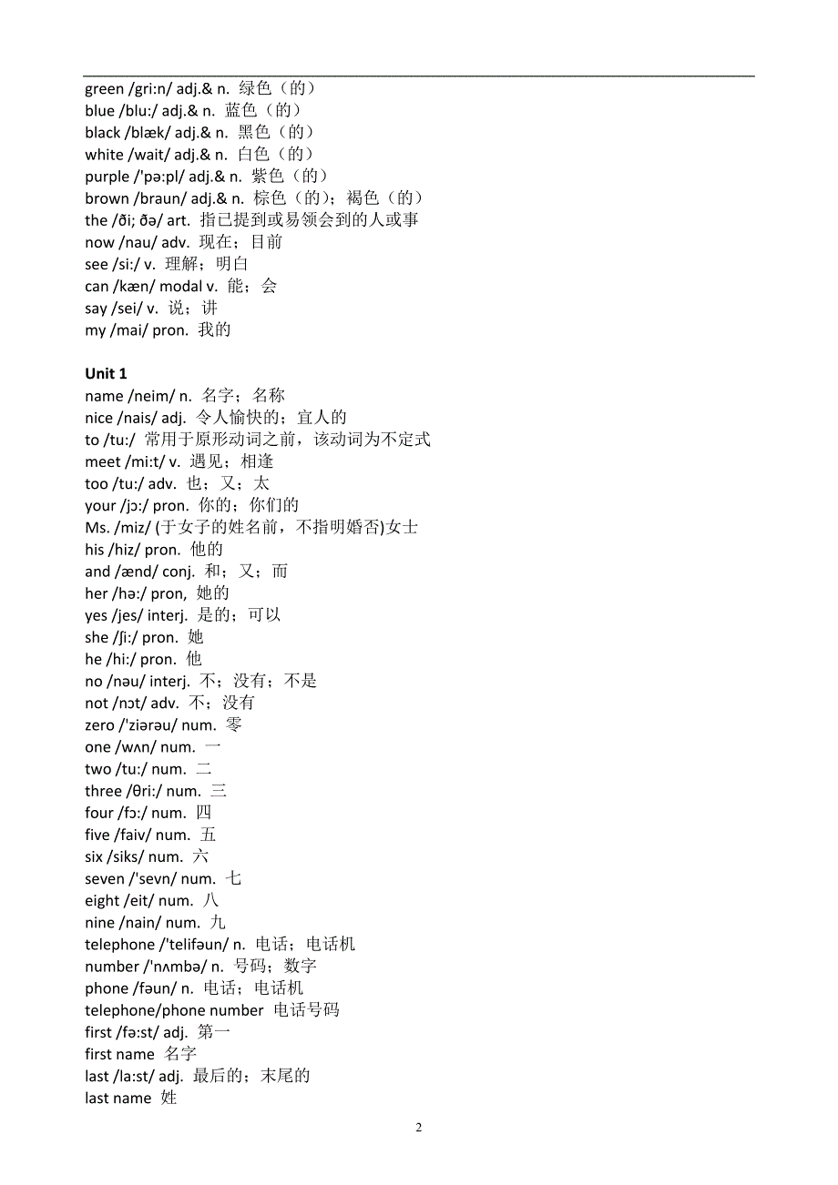 2018年初中人教英语七年级至九年级全册单词表按单元_第2页