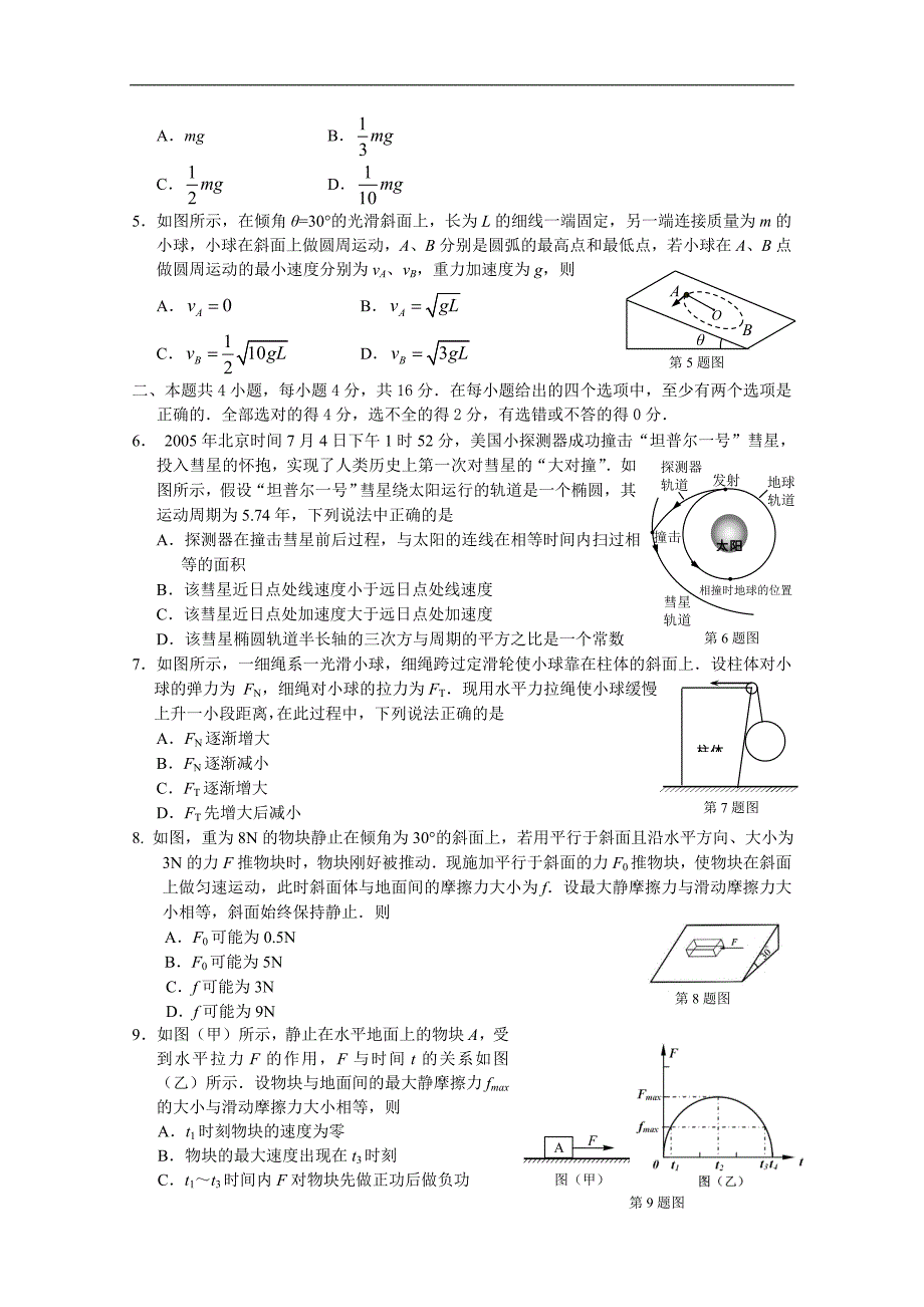 江苏省南通市如东县、徐州市丰县2017届高三10月联考物理试题 word版含答案_第2页