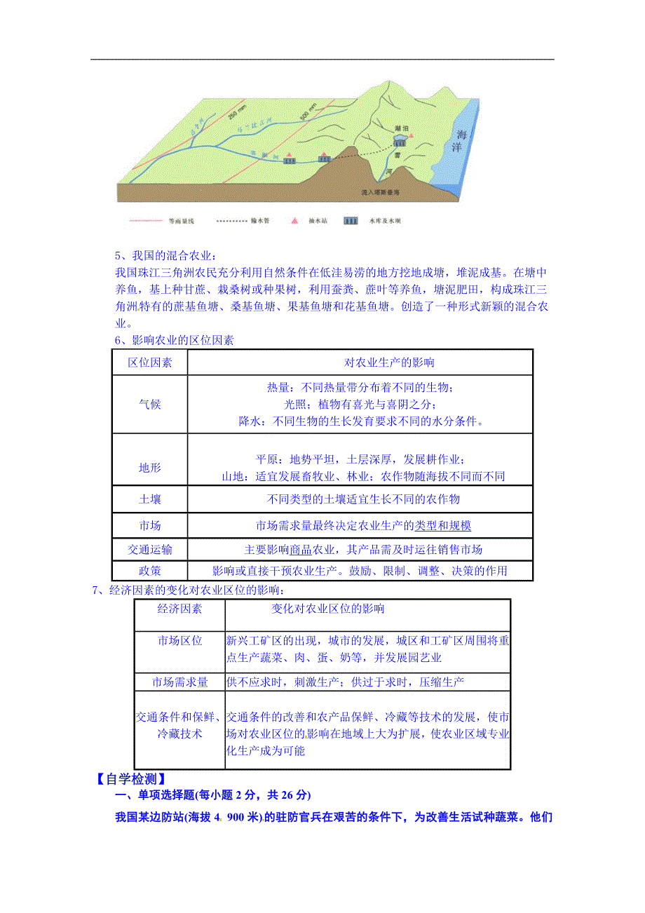 吉林省舒兰市第一中学高中地理人教版必修2导学案：第三章 第一节 农业的区位选择_第2页