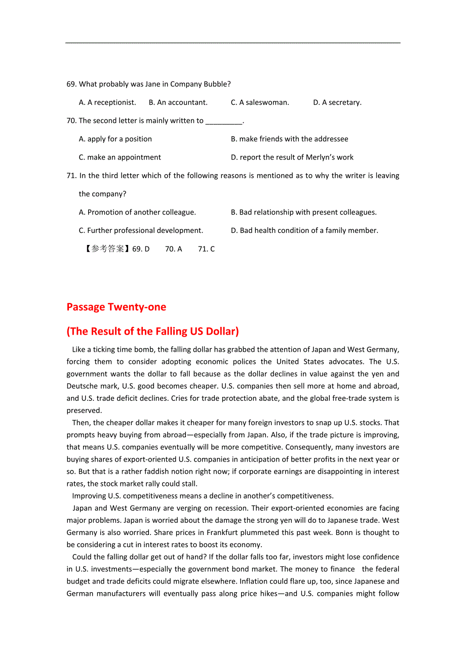 江苏省沛县2015高考英语阅读理解一轮优练（八）及答案_第4页