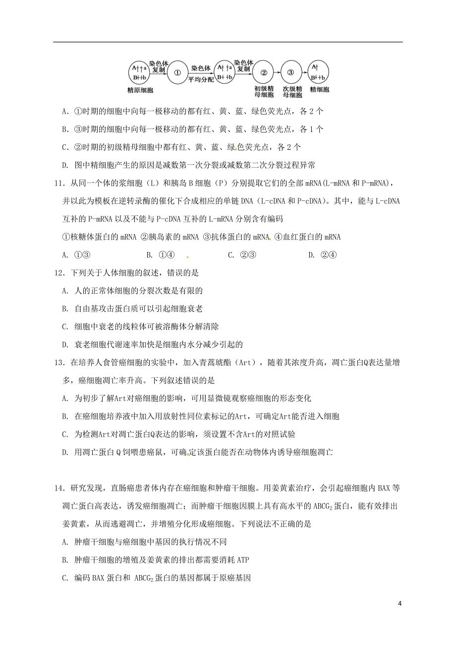 广东省清远市第三中学2017届高三生物上学期期中试题_第4页