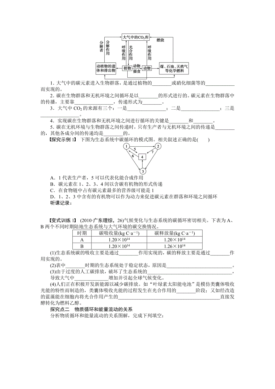 【步步高】2015高考生物（苏教版）一轮配套学案44生态系统的物质循环_第2页