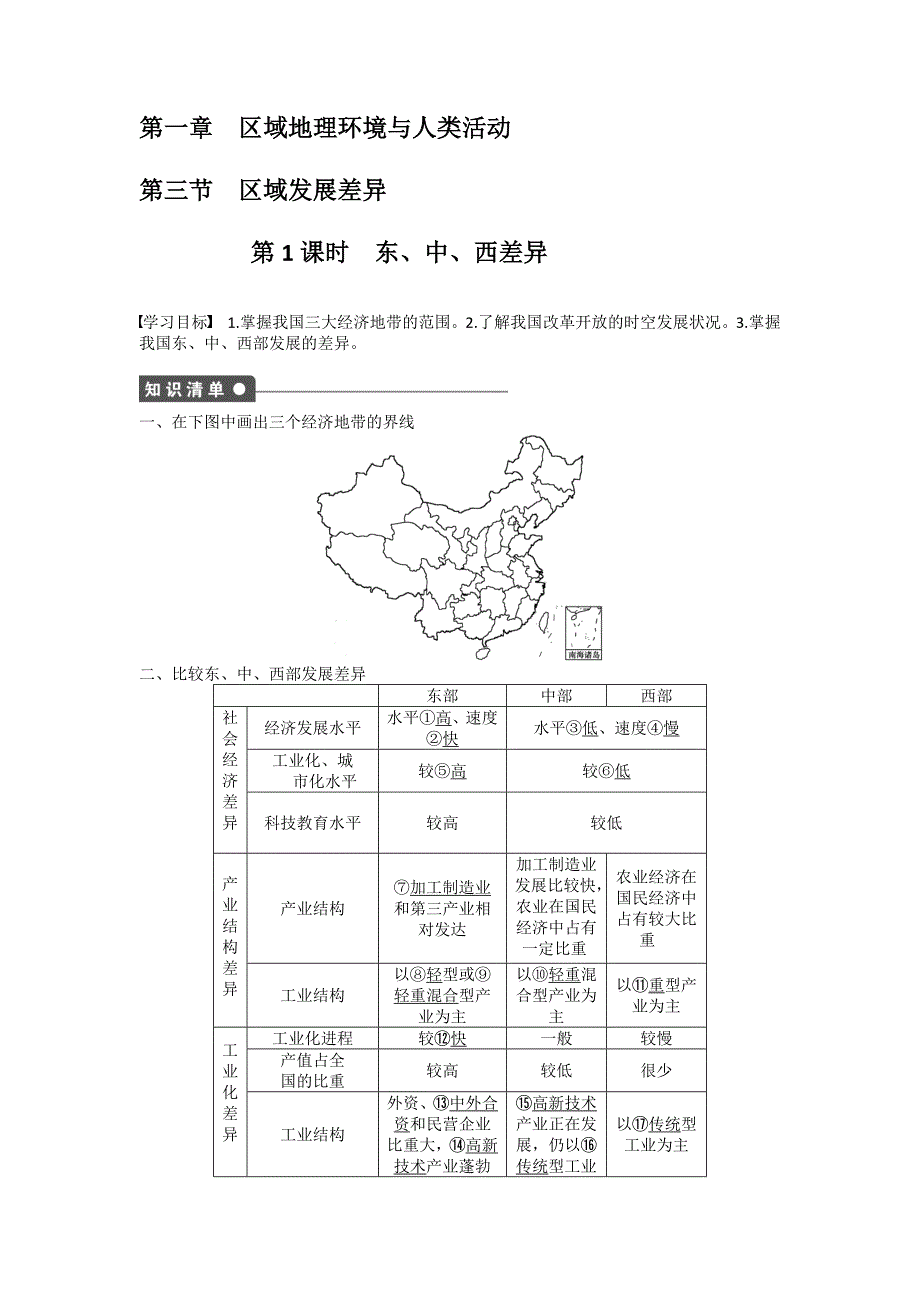 2016-2017河北高一地理教案：区域发展差异_第1页