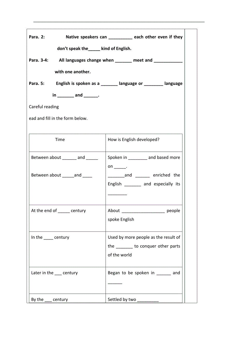 山东省泰安市肥城市第三中学高一英语学案：《unit 2 english around the world》阅读 （新人教版必修1）_第3页