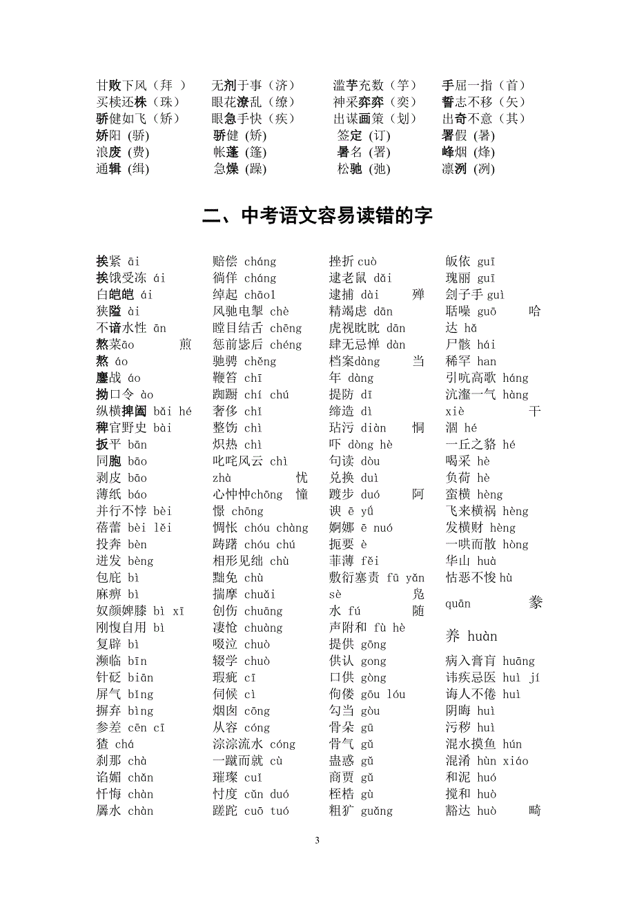 2016中考语文总复习资料人教版_第3页