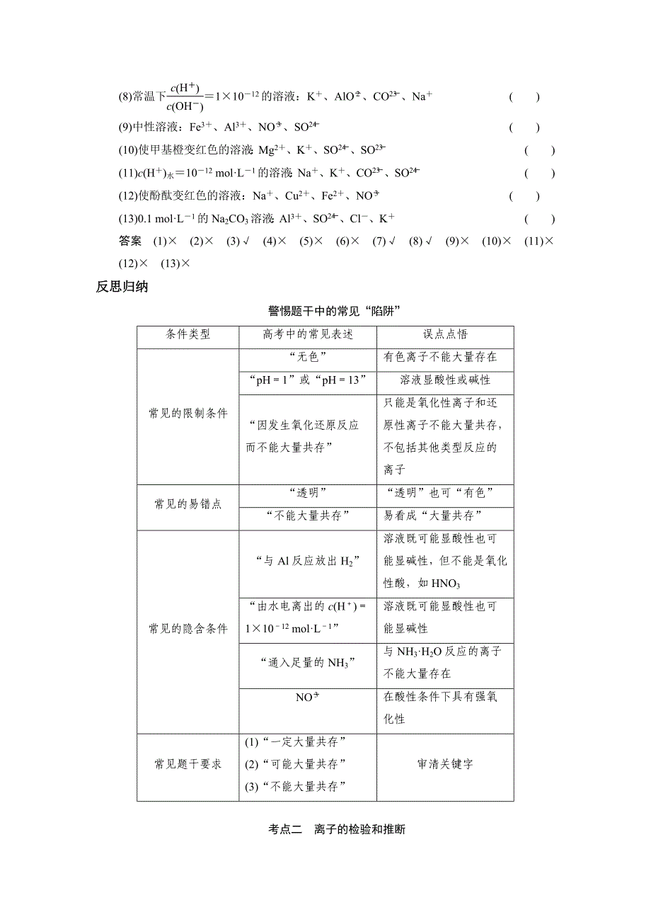 【步步高】2015届高三化学（四川专用）一轮配套文档：第2章第3讲离子共存、离子的检验和推断_第4页