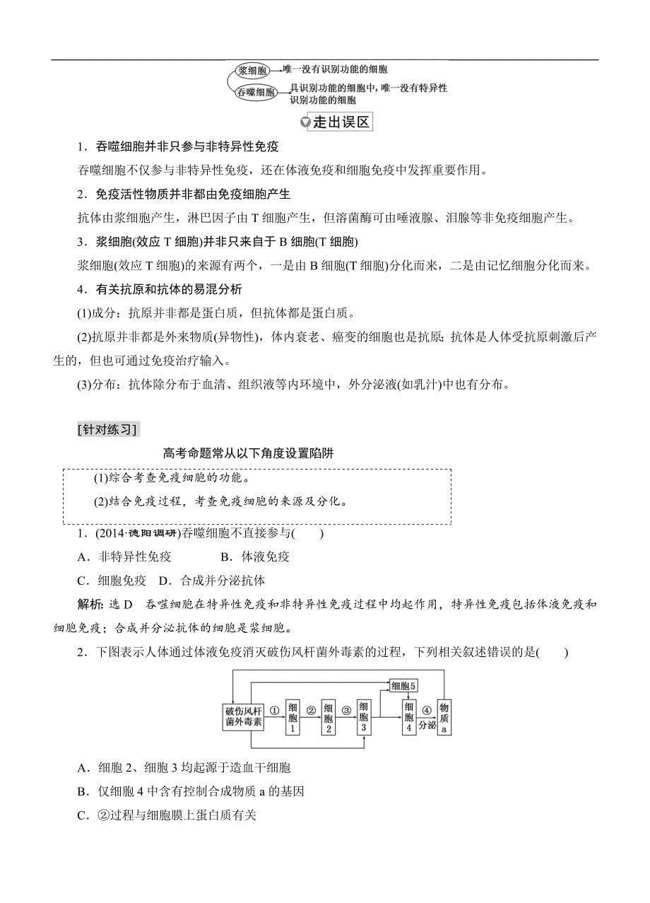 【三维设计】2015高考生物一轮精品讲义：3.1.4免疫调节_第5页