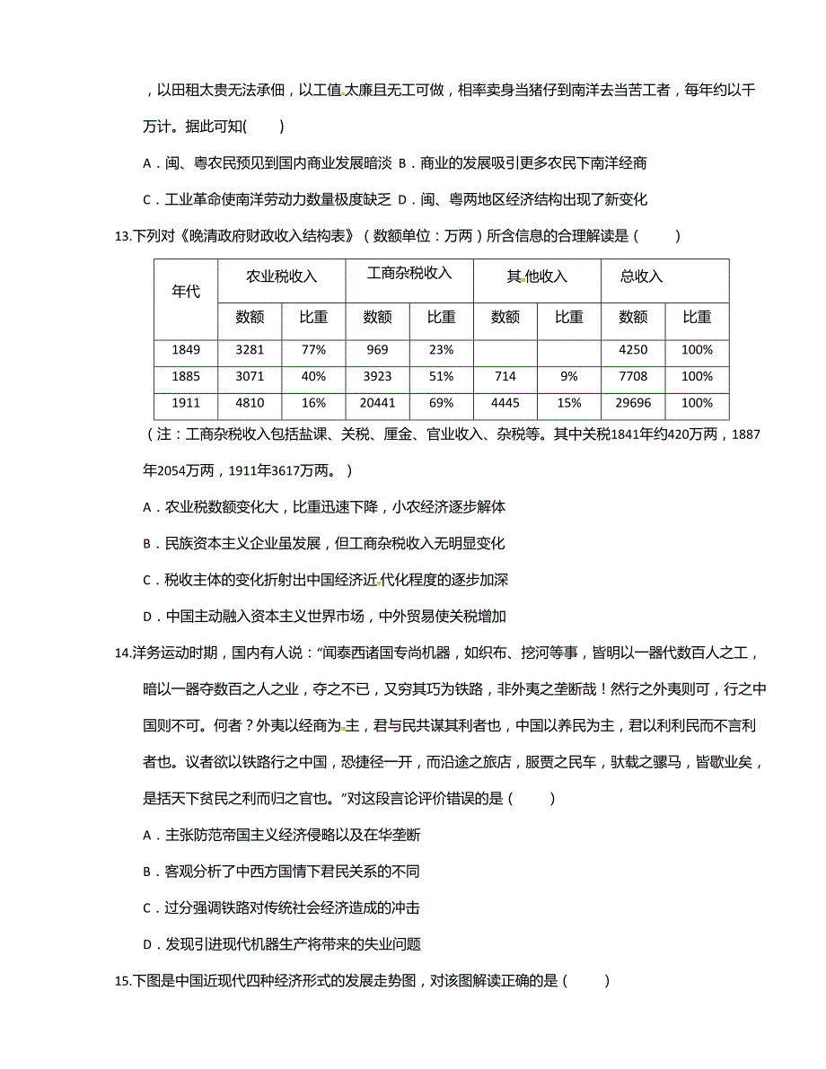 [中学联盟]四川省2015-2016学年高二下学期6月月考历史试题（无答案）_第4页