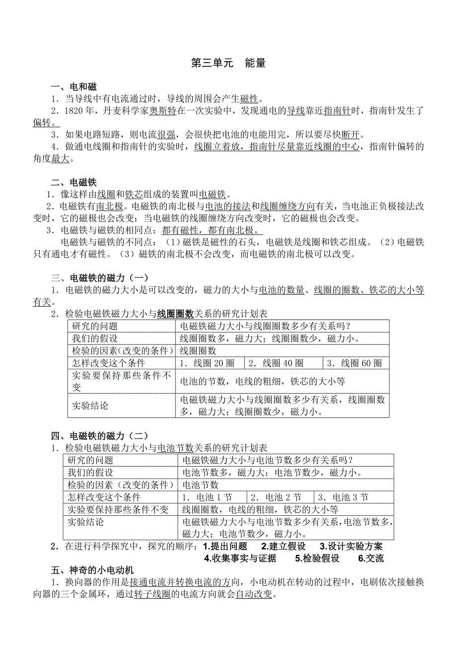 教科版小学六年级上册科学复习资料(含答案)_第4页