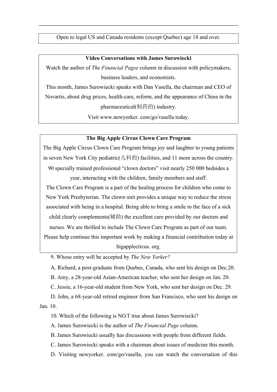 河北省吴桥县2015高考英语阅读理解一轮课外训练精选（六）及答案_第3页