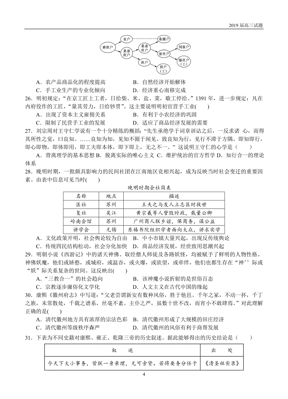 福建泉州泉港区第一中学2019届高三上学期第一次月考试题历史试题含答案_第4页