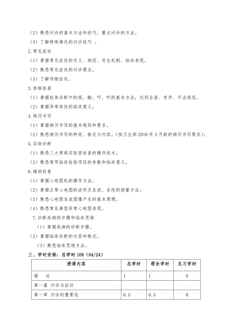 《诊断学》教学大纲 - 长沙医学院_第2页