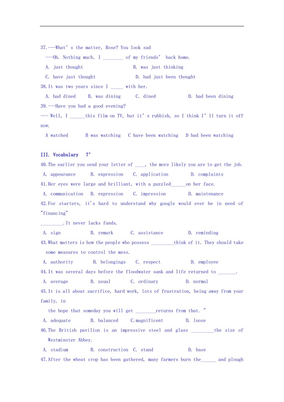 河北戴氏文化传播有限公司2016-2017学年高一上学期期中考试英语试题 word版缺答案_第4页