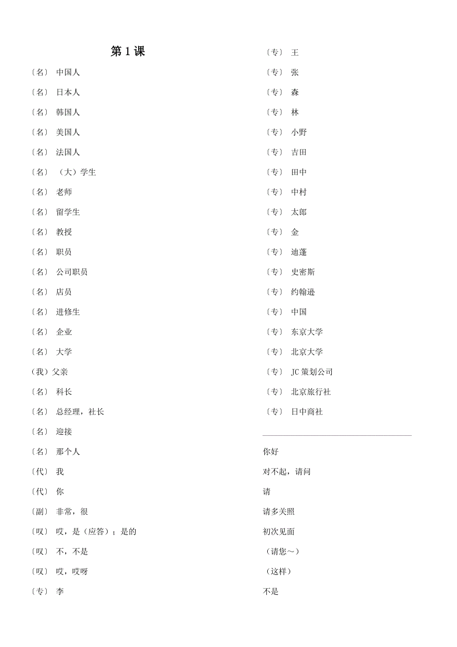 【默写版】新版标准日本语单词表_第1页