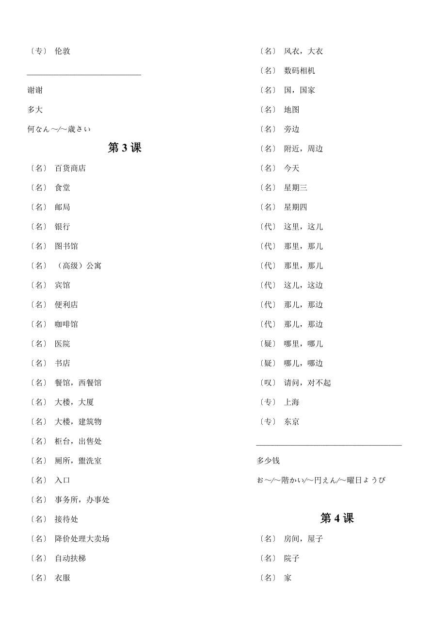 【默写版】新版标准日本语单词表_第3页