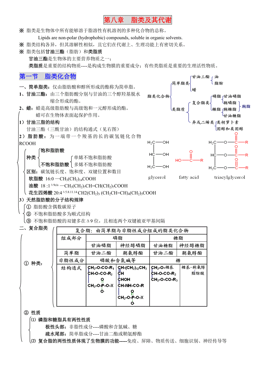 江南大学801生物化学课件总结7----脂类及其代谢_第1页