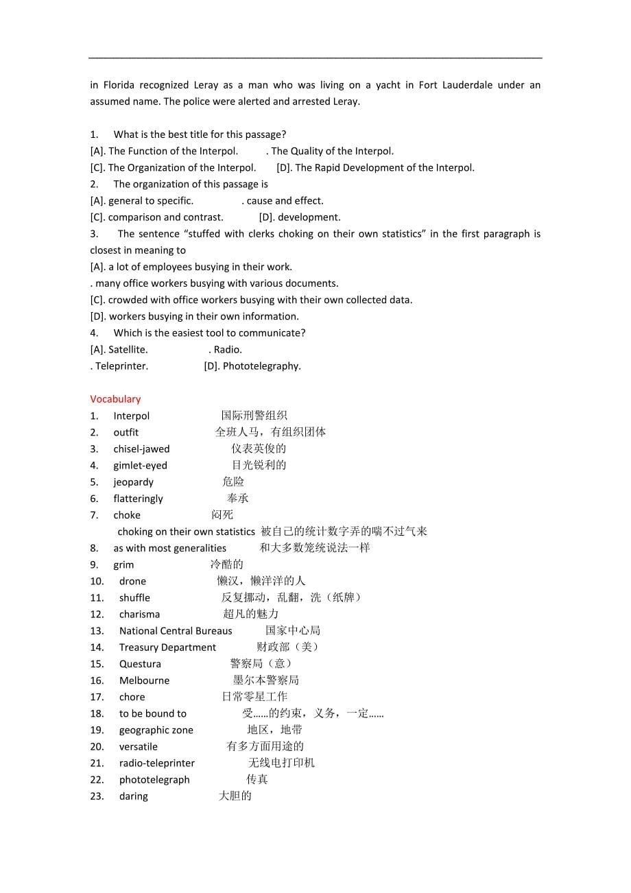 黑龙江省木兰县2015高考英语译林阅读理解练习（二）及答案_第5页