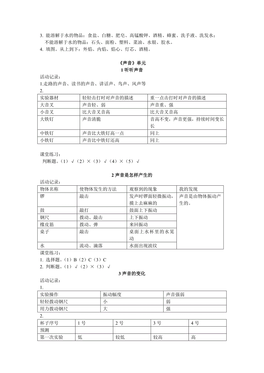 小学科学四上作业本参考 答案_第4页