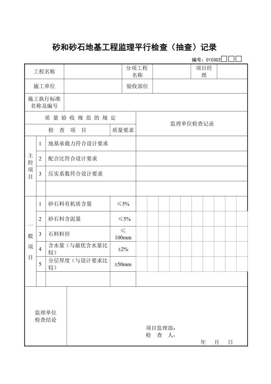 监理平行检查(抽查)记录用表_第5页