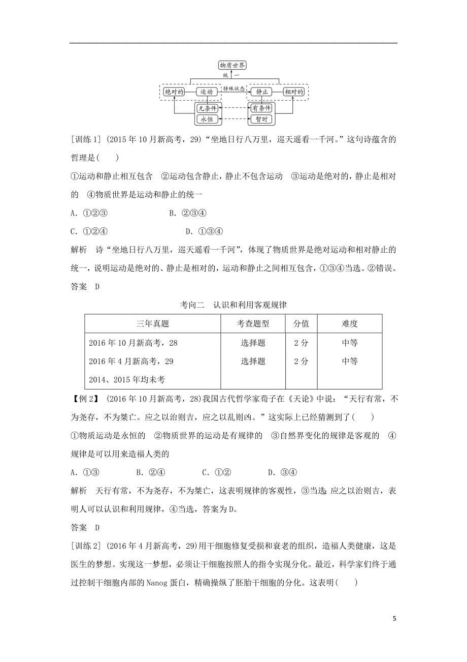 （浙江专版）2019版高考政治大一轮复习 第二单元 探索世界与追求真理 第28课时 探究世界的本质讲义 新人教版必修4_第5页