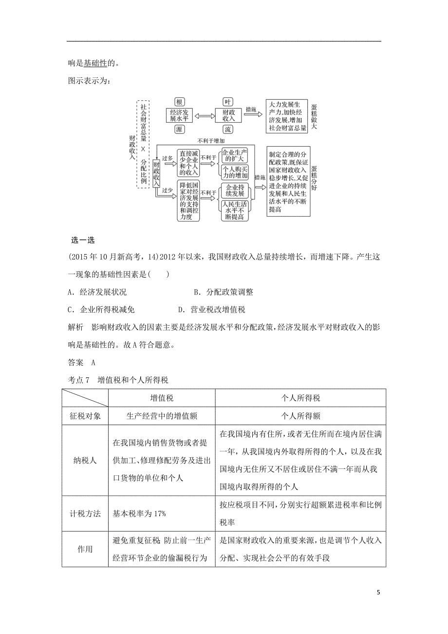 （浙江专版）2019版高考政治大一轮复习 第三单元 收入与分配 第8课时 财政与税收讲义 新人教版必修1_第5页