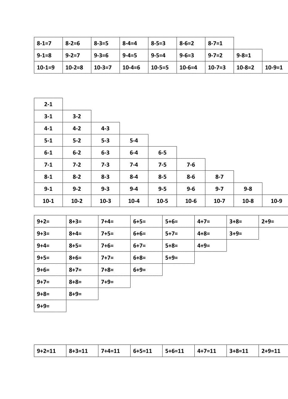 小学一年级10以内加减法口诀表_第5页