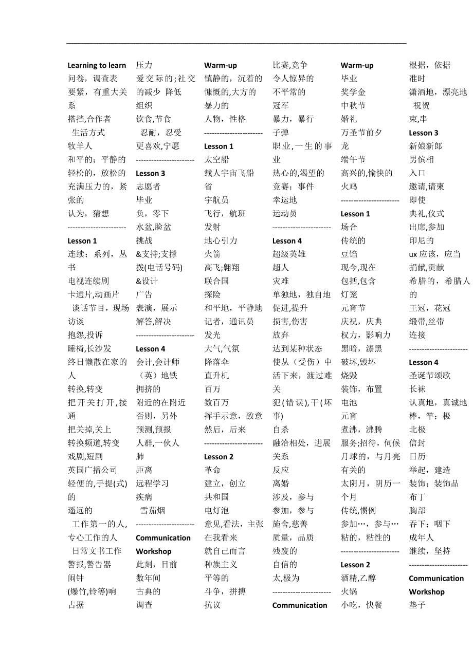 高中英语单词表北师大版 必修1-选修8_第5页