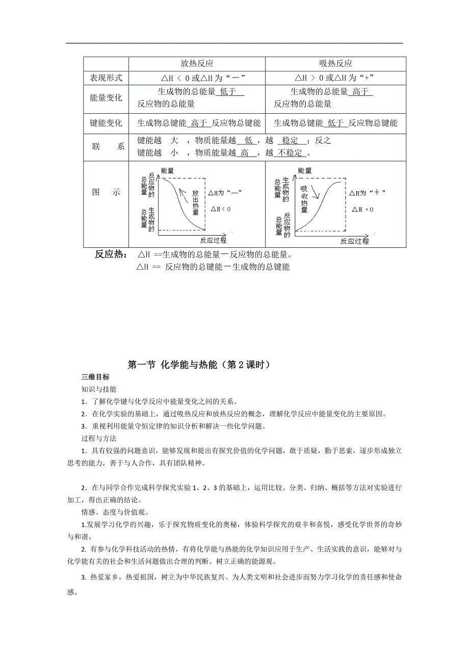 高一化学人教版必修2第二章：2.1《化学能与热能》教案_第4页