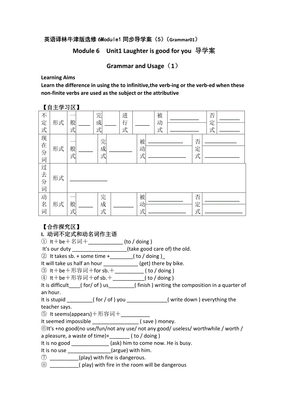 英语译林牛津版选修6module1同步导学案（5）（grammar01）_第1页