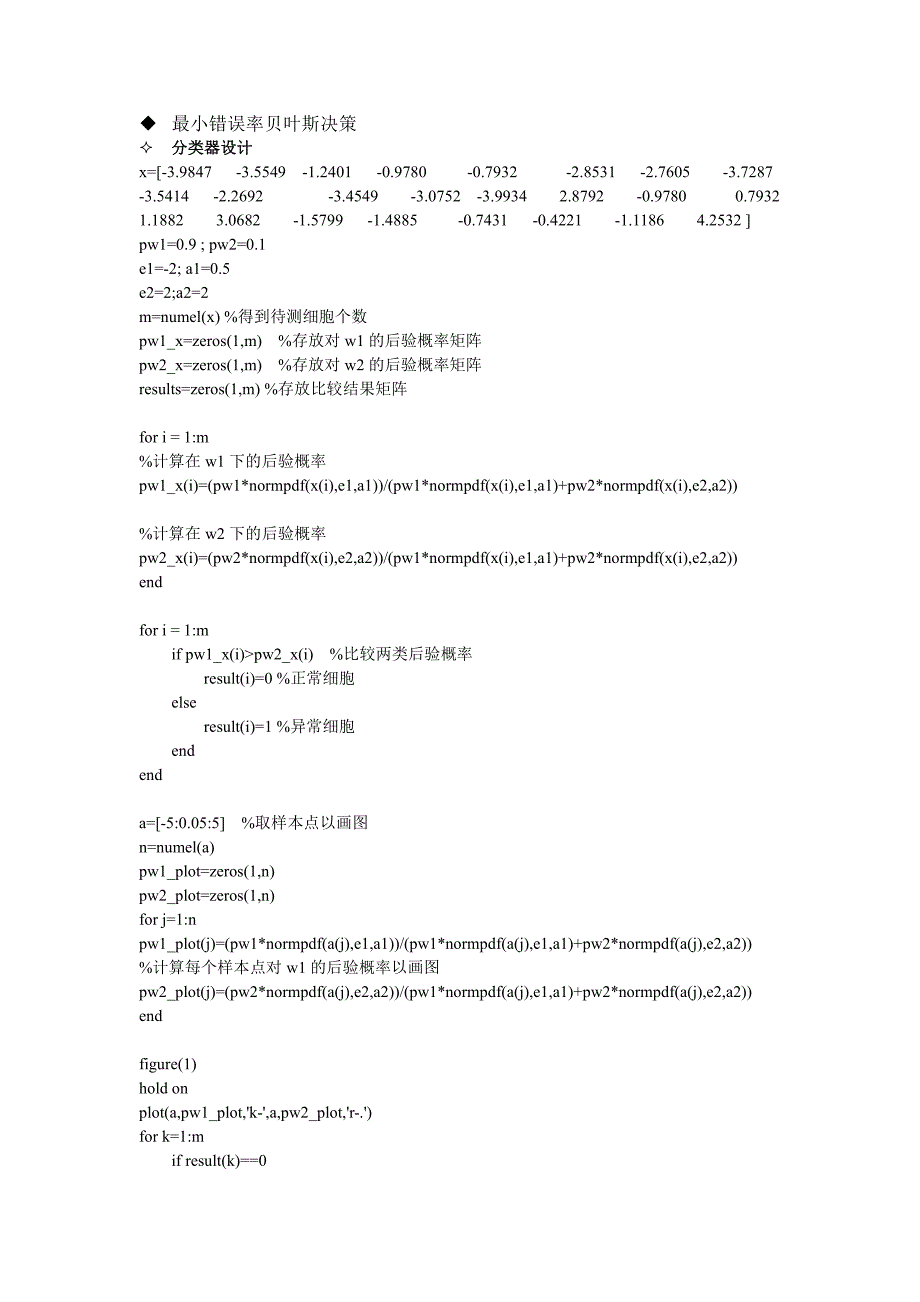 模式识别实验报告 实验一 bayes分类器设计_第3页