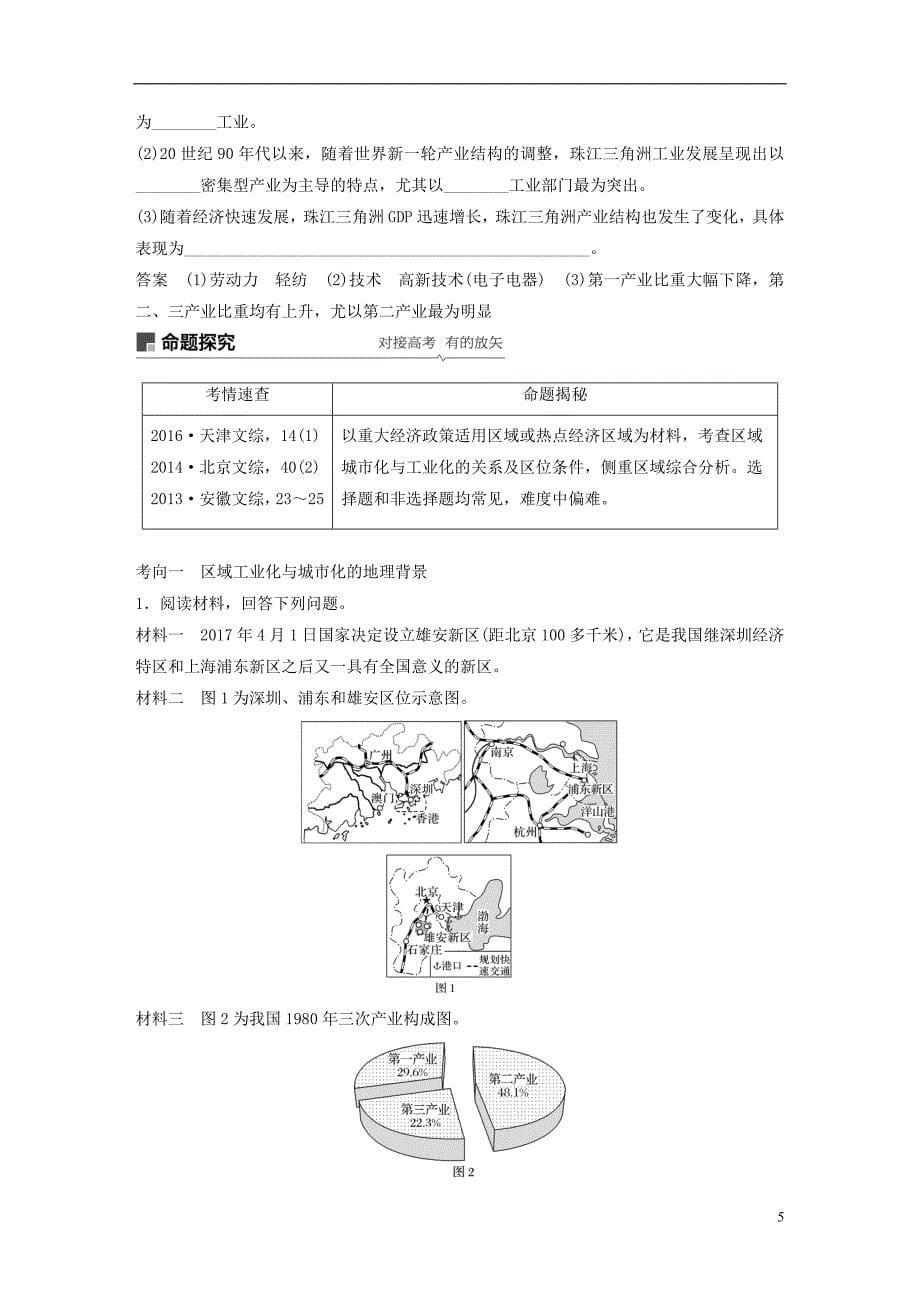 （全国通用）2019版高考地理大一轮复习 第三章 第33讲 区域工业化与城市化——以我国珠江三角洲地区为例学案 新人教版必修3_第5页