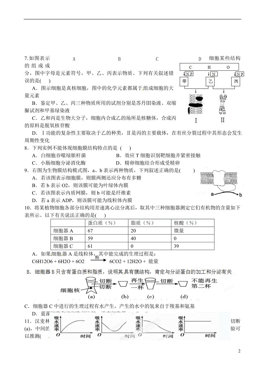 湖南省2015届高三生物第二次月考试题（无答案）_第2页