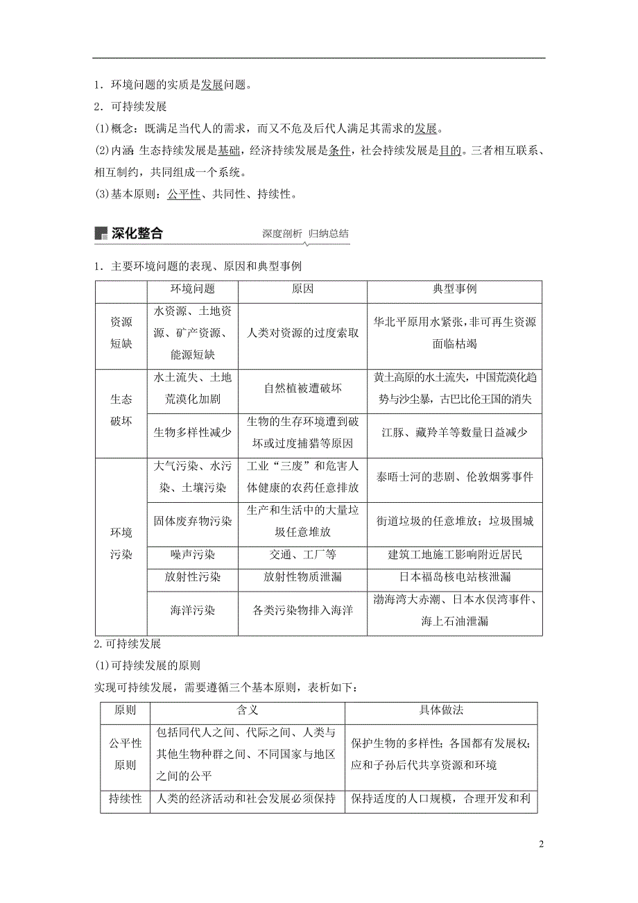 （全国通用）2019版高考地理大一轮复习 第六章 人类与地理环境的协调发展 第25讲 人类与地理环境的协调发展学案 新人教版必修2_第2页