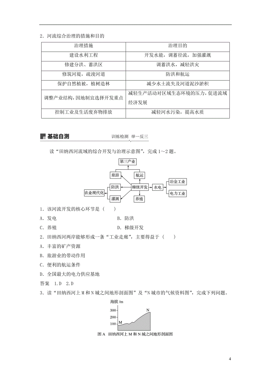 （全国通用）2019版高考地理大一轮复习 第二章 第31讲 流域的综合开发——以美国田纳西河流域为例学案 新人教版必修3_第4页