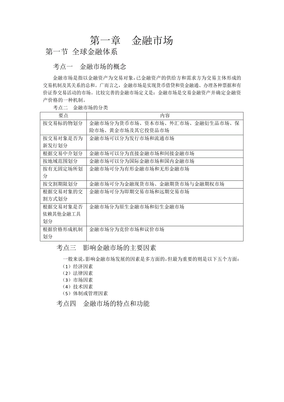 金融市场基础知识知识点归纳_第1页