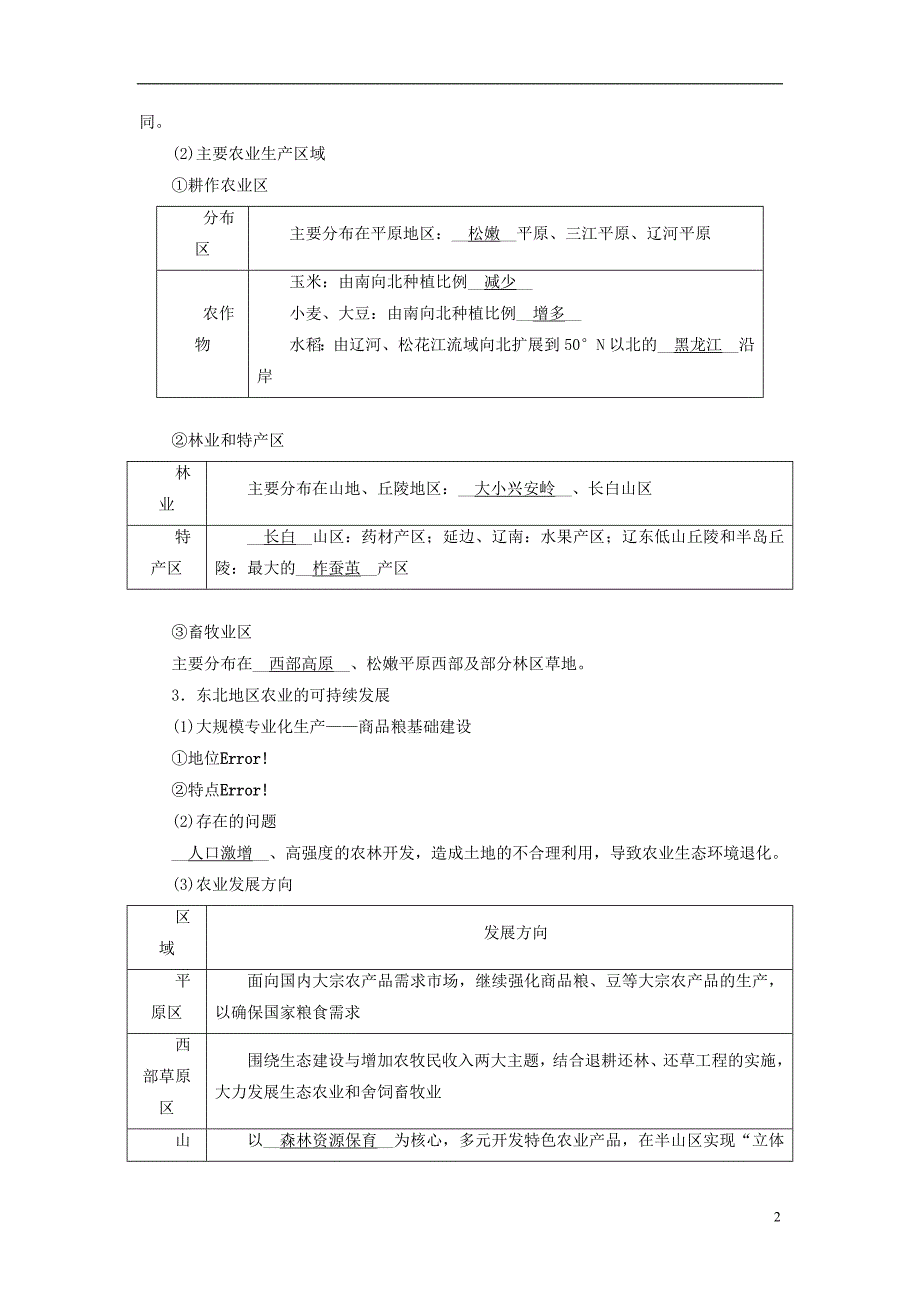 （全国通用版）2019版高考地理大一轮复习 第十六章 区域经济发展 第38讲 区域农业发展——以我国东北地区为例优选学案_第2页