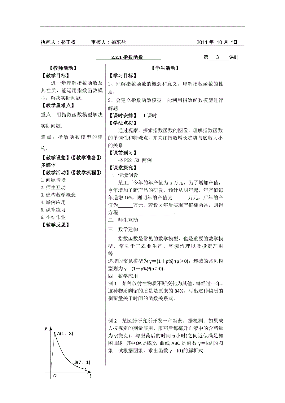 盐城市盐阜中学高一数学导学案：2.2.2指数函数03（苏教版必修一）_第1页