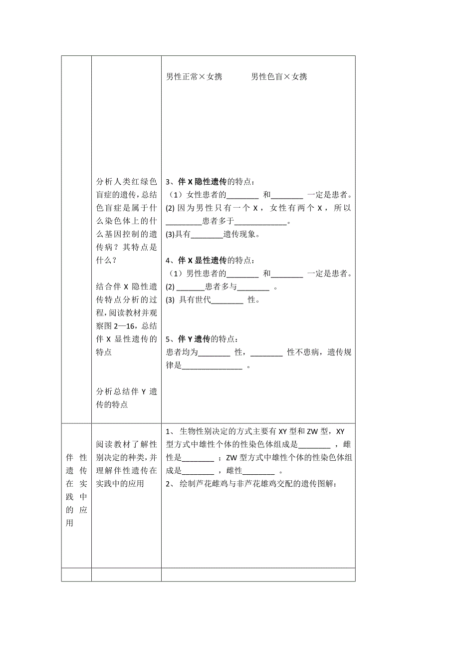 生物：8.2《伴性遗传》学案（3）（沪科版第三册）_第2页