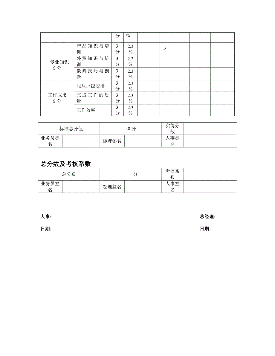 外贸业务员绩效考核表 （一）_第4页