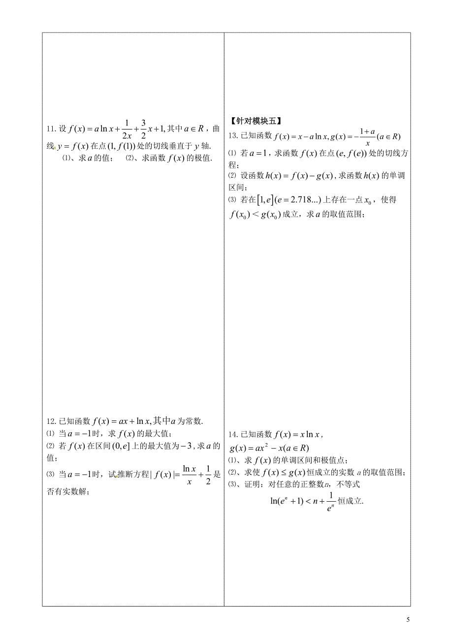 重庆市开县中学高三数学第一轮复习 导数及其运用（教案及两单）_第5页