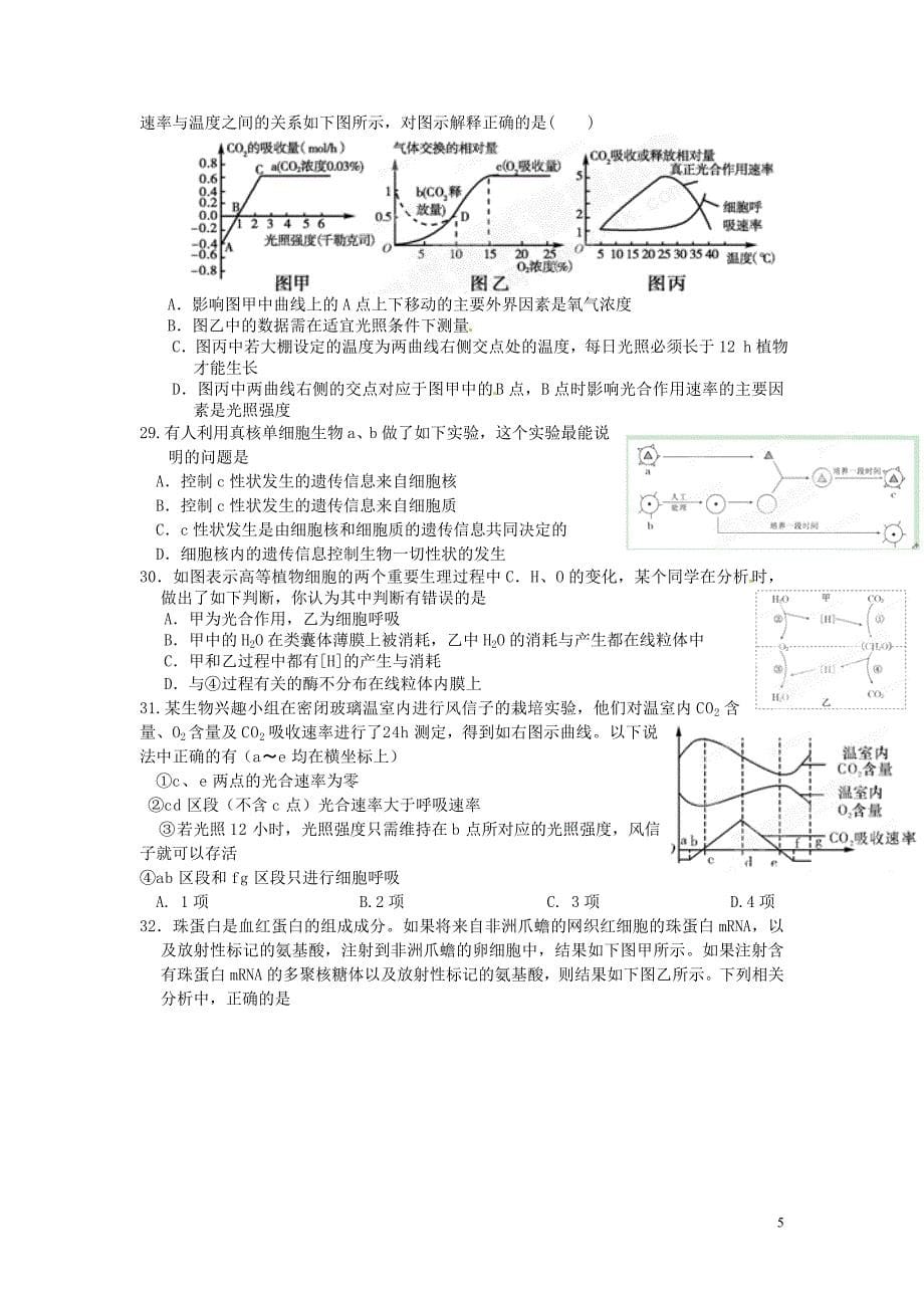 瑞昌二中2015届高三生物小题专练8_第5页