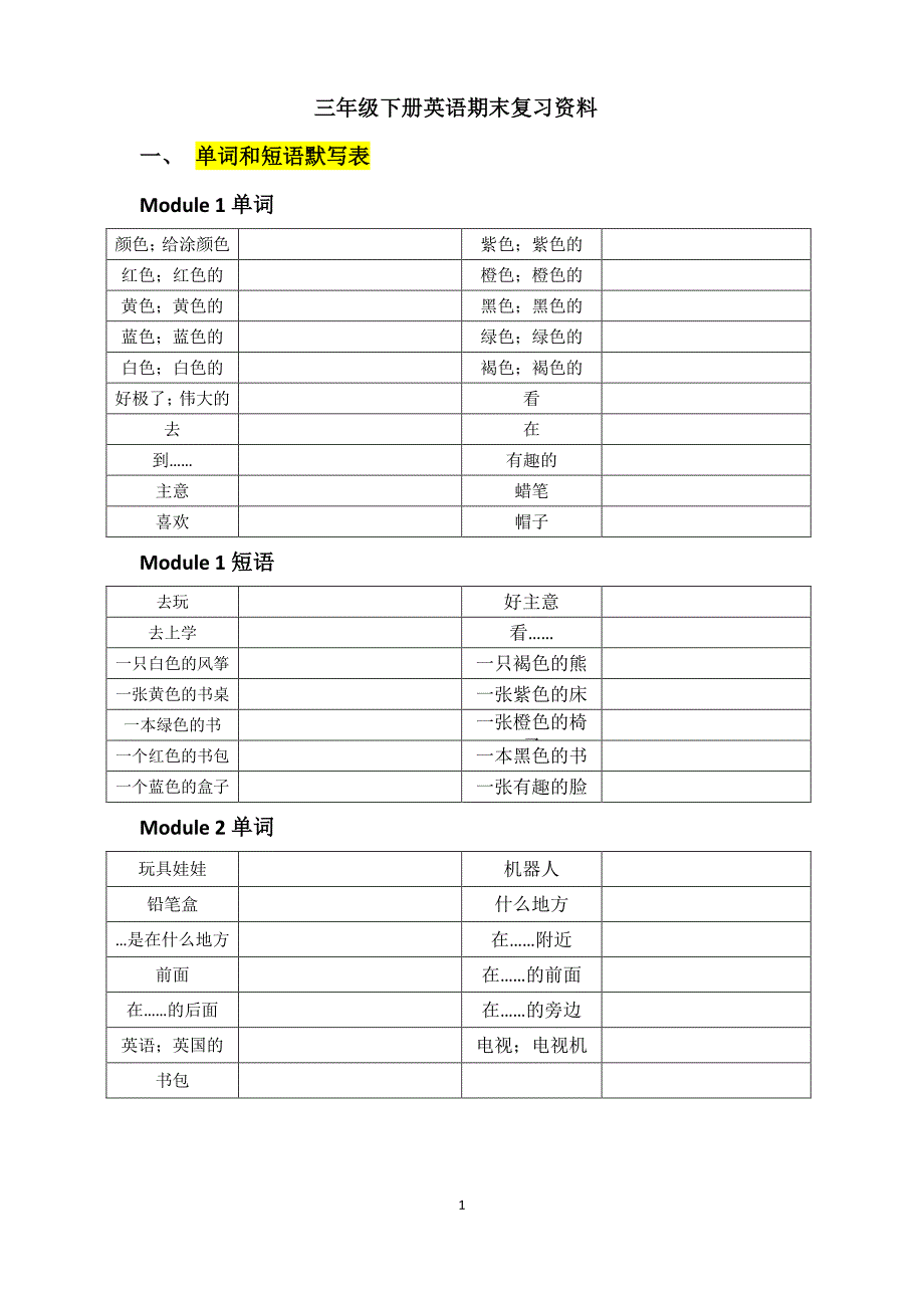 三下英语期末复习资料_第1页