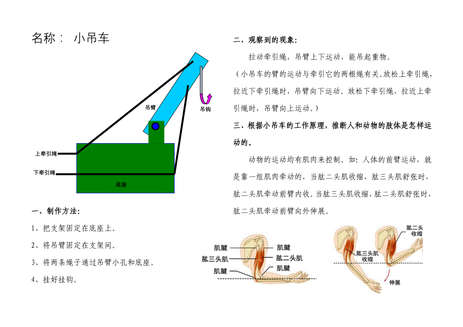 冀教版小吊车制作方法及步骤_第1页